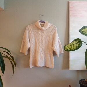 Matilde Cashmere Cream Cable Knit Short Sleeve Italian Made Quiet Luxury Sweater